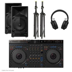 AlphaTheta DDJ-GRV6 Bundle w/ HDJF10TX Headphones, 2x Wave Eight Speakers & Stands