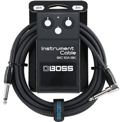 Boss BIC10A Right-Angle 1/4" to Straight 1/4" Instrument Cable - 10ft (Black)