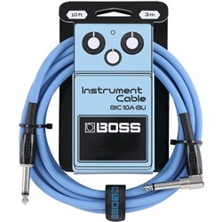 Boss BIC10A Right-Angle 1/4" to Straight 1/4" Instrument Cable - 10ft (Blue)