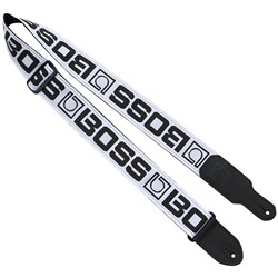 Boss BSM20WB Monogram Guitar Strap (White w/ Black Logo)