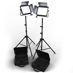 Chauvet DJ Cast Panel Pack (2 x Light Fixtures w/ barn doors, 2 x Stands and Bags)