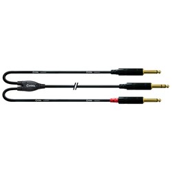 Cordial Essentials REAN 6.5mm Stereo Gold to 2 x 1/4 Cable Gold Cable (1.5m)