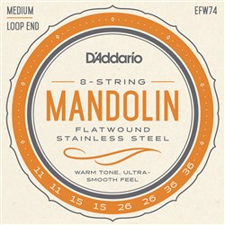 D'Addario EFW74 Flatwound Mandolin Strings Phosphor Bronze Medium (11-36)