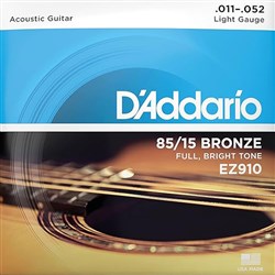 D'Addario EZ910 85/15 Bronze Acoustic Guitar Strings Light (11-52)
