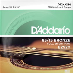 D'Addario EZ920 85/15 Bronze Acoustic Guitar Strings Medium Light (12-54)