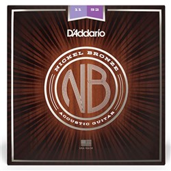 D'Addario NB1152 Nickel Bronze Acoustic Guitar Strings, Custom Light, 11-52