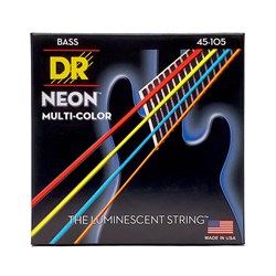 DR Hi Def Neon Multi Coloured Bass Guitar Strings Medium (45-105)