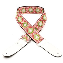 DSL JAC20 Jacquard Guitar Strap (Flower Design, Green, 2")