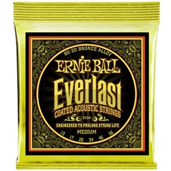 Ernie Ball Everlast Coated 80/20 Bronze Acoustic Guitar Strings - Medium (13-56)