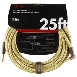 Fender Deluxe Series Instrument Cable Straight / Angle 25' (Tweed)