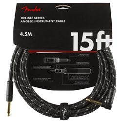 Fender Deluxe Series Instrument Cable Straight / Angle 15' (Black Tweed)