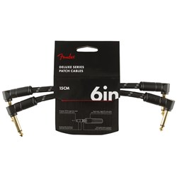 Fender Deluxe Series Patch Cables (2-Pack) Angle / Angle 6" (Black Tweed)