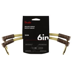 Fender Deluxe Series Patch Cables (2-Pack) Angle / Angle 6" (Tweed)