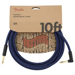 Fender Festival Instrument Cable Straight / Angle 10' Pure Hemp (Blue Dream)