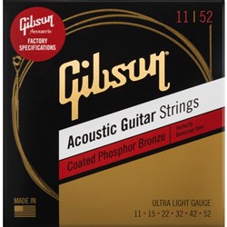 Gibson Coated Phosphor Bronze Acoustic Guitar Strings Ultra-Light 11 - 52