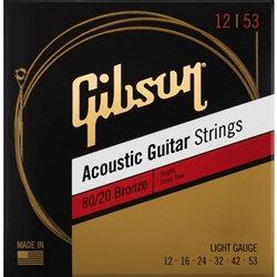 Gibson 80/20 Bronze Acoustic Guitar Strings Light (12-53)