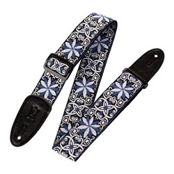 Levys Jacquard Guitar Strap 2" (Floral Blue & White Motif)