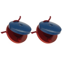 Mano Percussion UE542 Pair Wood Finger Castanets (Red & Blue)