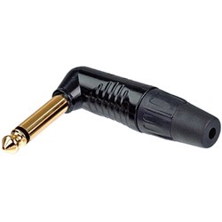 Neutrik RP2RC-B REAN 6.35mm TS Right-Angled Cable Plug (Black/Gold)