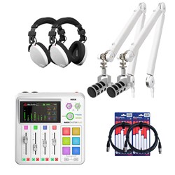 Rode RodeCaster Duo Podcasting Pack (White) w/ 2x PodMic, 2x NTH100, 2 x PSA1+ & XLR Cables