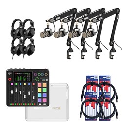 Rode RodeCaster Pro II Pack 4 w/ 4x PodMic, PSA1+, NTH100, Cover & XLR Cables (3m)