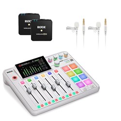 Rode RodeCaster Pro II Pack (White) w/ 2 x Wireless GO II TX & 2 x Lavalier GO