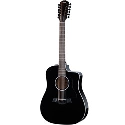 Taylor 250ce-BLK Plus 12-String Acoustic Electric Guitar (Black) inc AeroCase