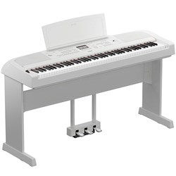 Yamaha DGX-670 Portable Grand Piano w/ LP1 Three Pedal Unit & L300W Stand (White)