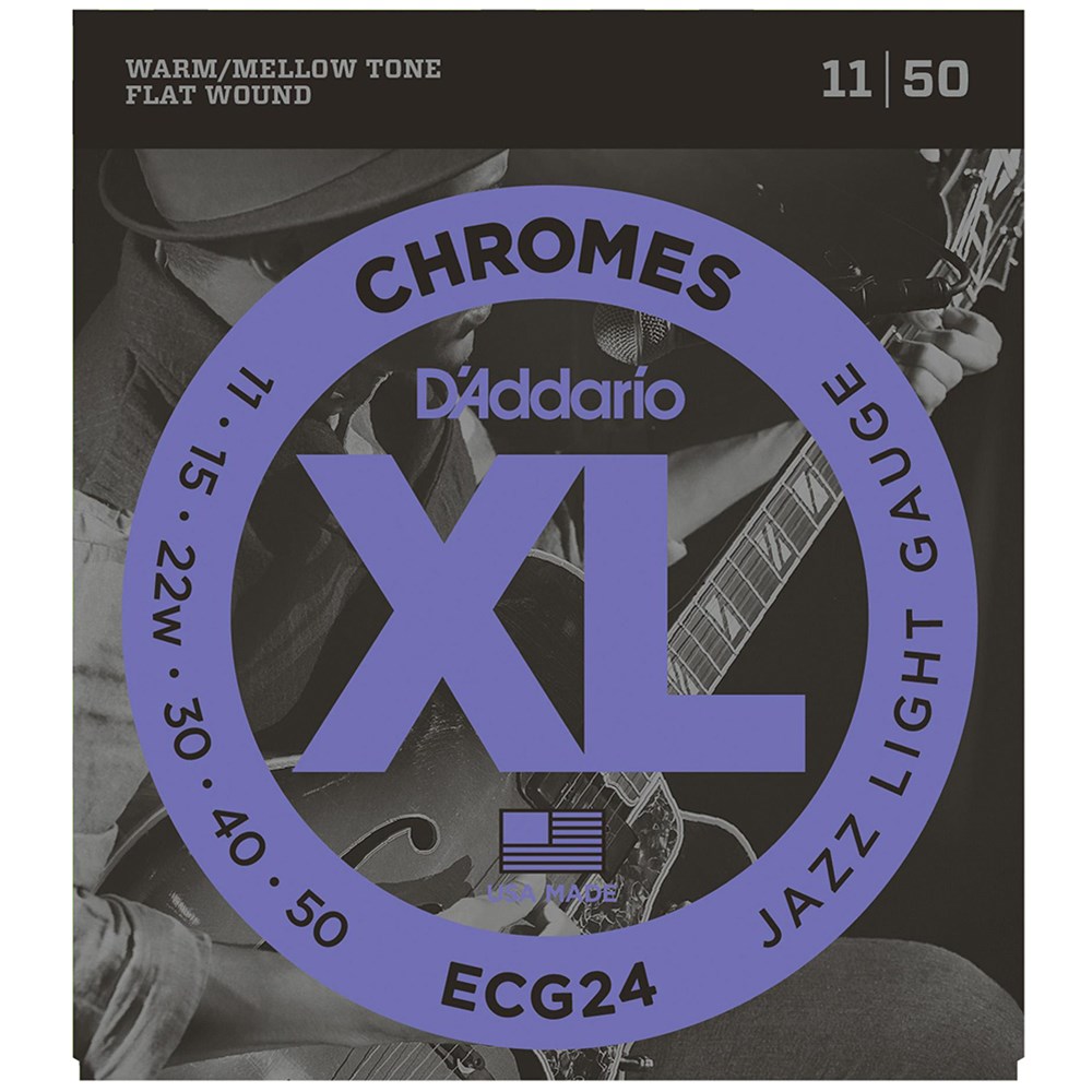 D Addario ECG24 XL Chromes Flatwound Electric Strings Jazz Light