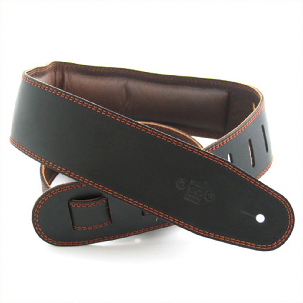 Leather Guitar Strap, Rugged, Padded, Steel Grey