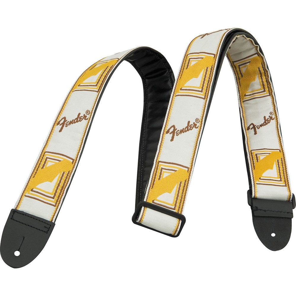 Fender 2 Monogrammed Guitar Strap - White, Brown, and Yellow