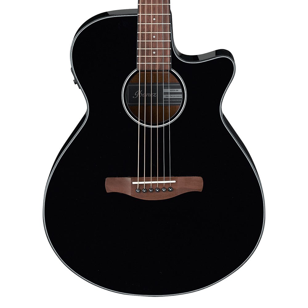 black acoustic ibanez guitar