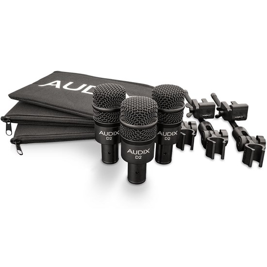 Audix D2TRIO 3 x D2 - 3 x DVICE Mounts - 3 x Mic Pouches