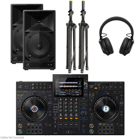 AlphaTheta XDJ-AZ DJ Bundle HDJF10 Headphones, 2x Wave Eight Speakers & Stands