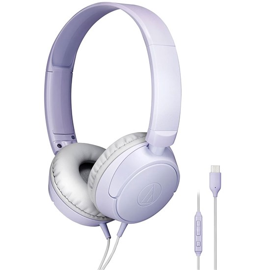 Audio Technica ATH S120C On-Ear Headphones w/ USB-C Connector & Mic & (Lavender)