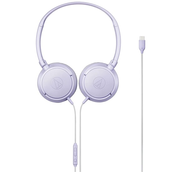 Audio Technica ATH S120C On-Ear Headphones w/ USB-C Connector & Mic & (Lavender)