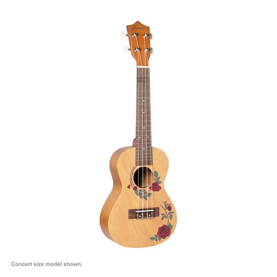 Bamboo Flowers Line Roses Soprano Ukulele with Bag