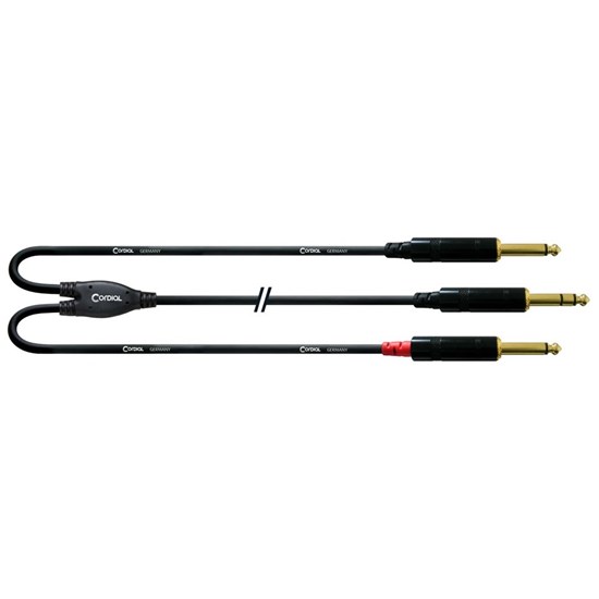 Cordial Essentials REAN 6.5mm Stereo Gold to 2 x 1/4 Cable Gold Cable (1.5m)