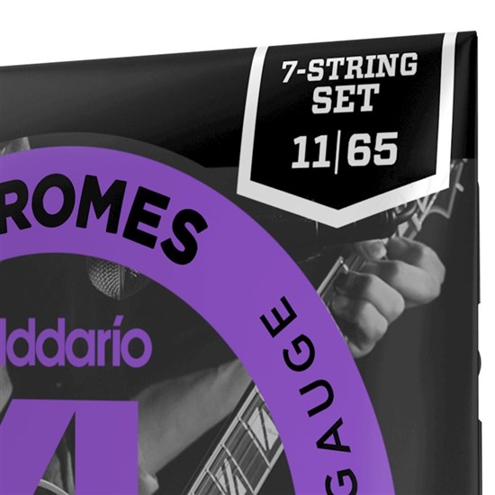 D'Addario ECG24-7 XL Chromes Flatwound Electric Strings - 7-String Jazz Light (11-65)