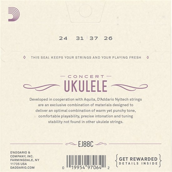 D'Addario EJ88C Nyltech Ukulele Strings Concert