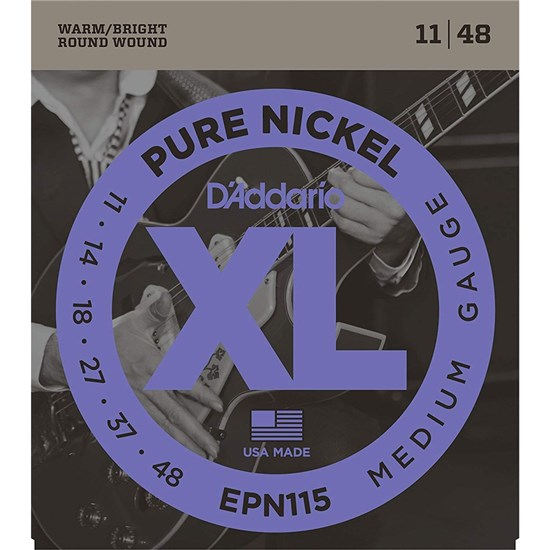 D'Addario EPN115 XL Pure Nickel Electric Guitar Strings - Medium (11-48)