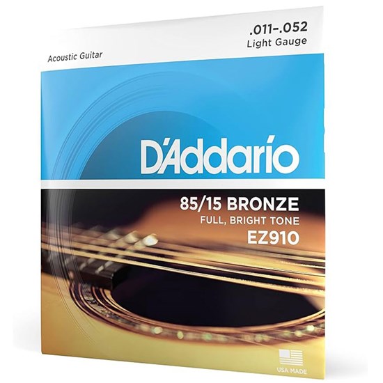 D'Addario EZ910 85/15 Bronze Acoustic Guitar Strings Light (11-52)