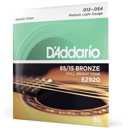 D'Addario EZ920 85/15 Bronze Acoustic Guitar Strings Medium Light (12-54)