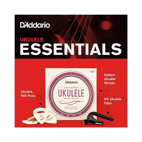 D'Addario Ukulele Essentials inc Strings Capo & Felt Picks