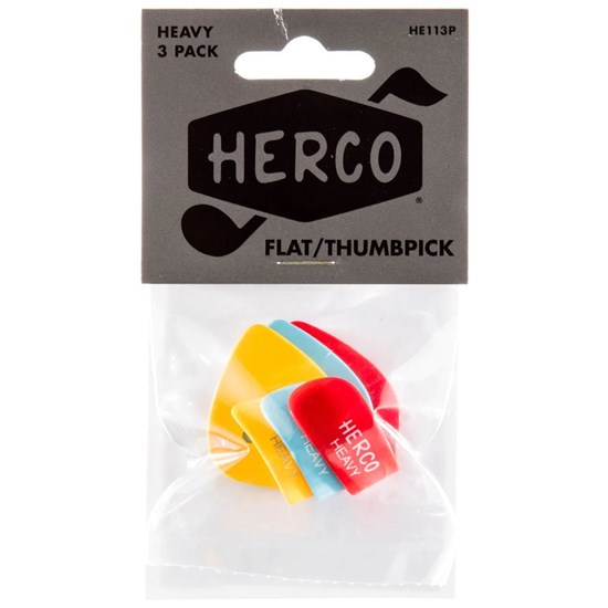 Herco HE112P Medium Thumbpicks - 3-Pack (Yellow, Red, Blue)