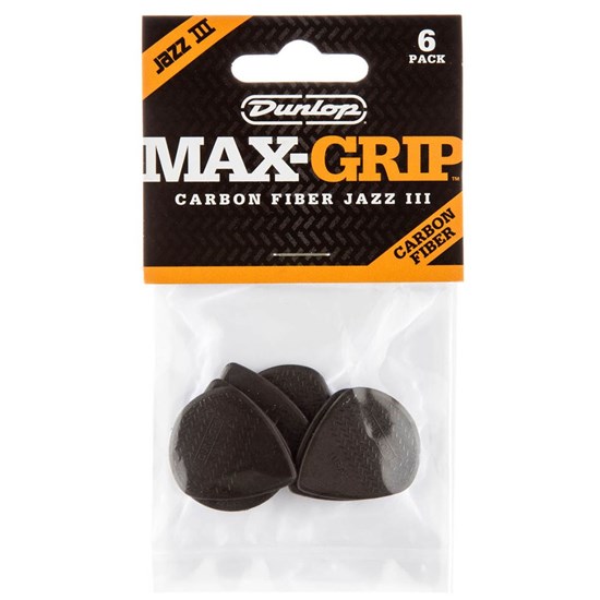 Dunlop Maxgrip Jazz III Guitar Pick 6-Pack - Carbon Fibre