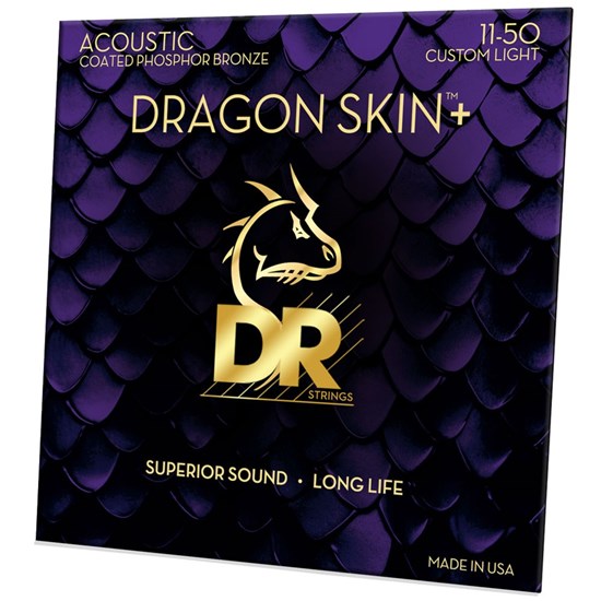 DR Dragon Skin + Phosphor Bronze Acoustic Guitar Strings (11-50)