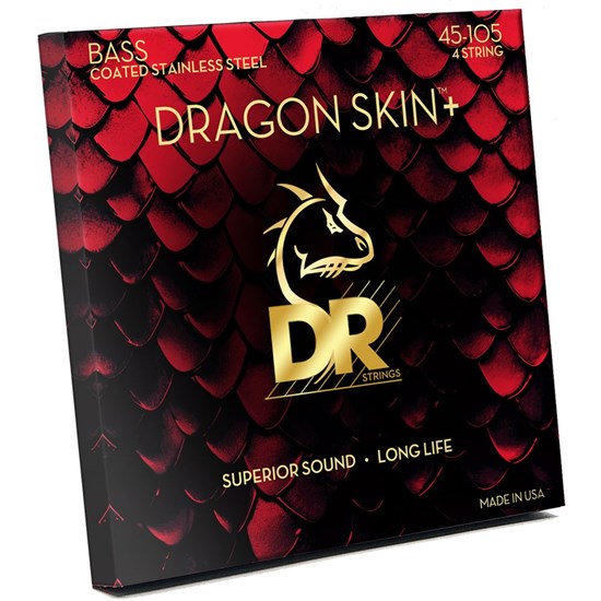 DR Dragon Skin + Stainless Steel Bass Guitar Strings (45-105)