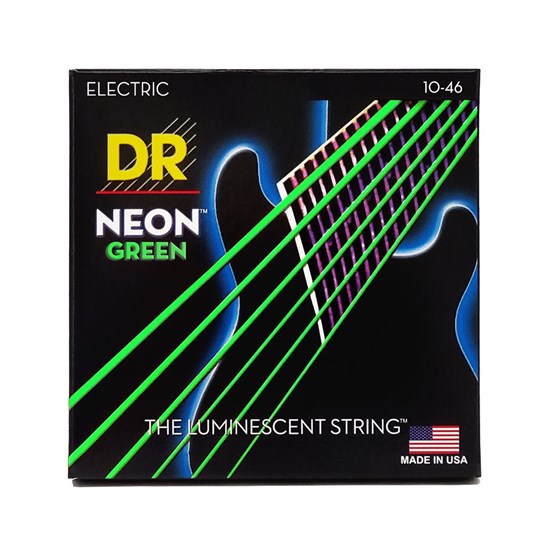 DR Hi Def Neon Green Coloured Electric Guitar Strings (10-46)