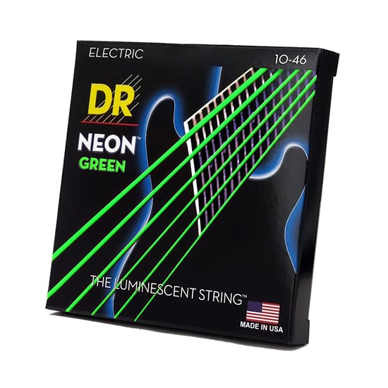 DR Hi Def Neon Green Coloured Electric Guitar Strings (10-46)